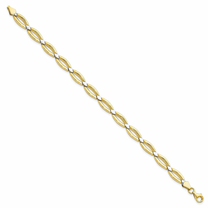 10k Two Tone Gold Fancy Link Bracelet