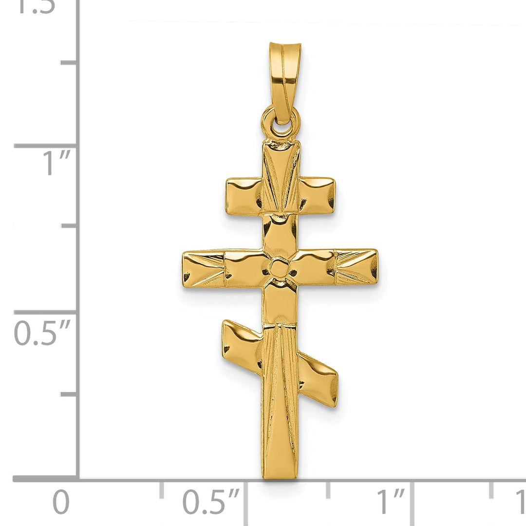 Lovely Rita's 14k Yellow Gold Classic Design Eastern Orthodox Cross Pendant
