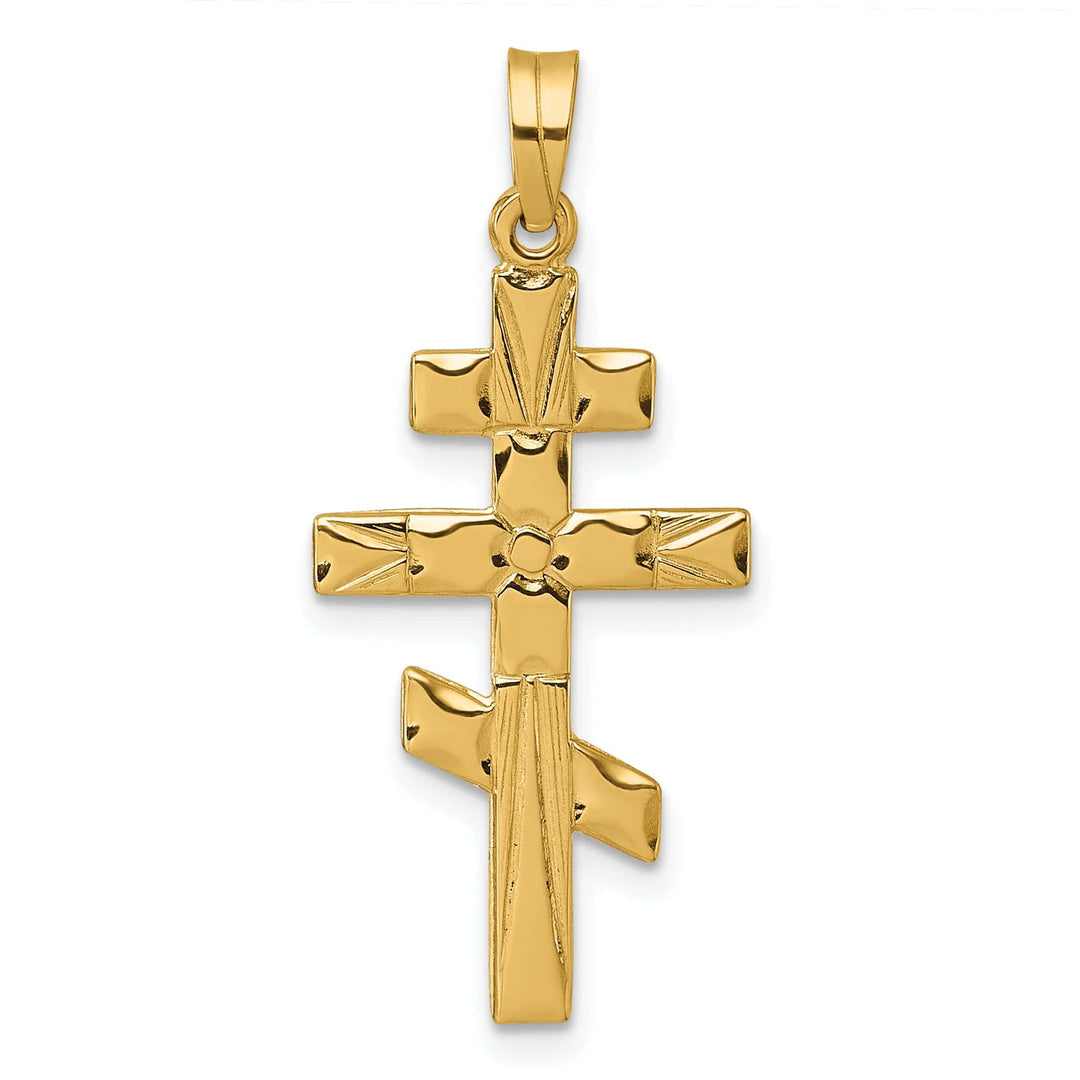 Lovely Rita's 14k Yellow Gold Classic Design Eastern Orthodox Cross Pendant