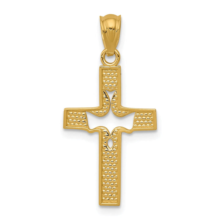 Lovely Rita's 14k Yellow Gold Detail Design Dove Cross Pendant