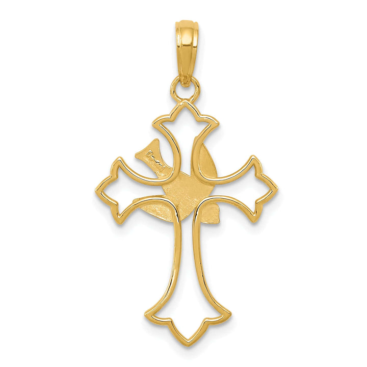 Lovely Rita's 14k Yellow Gold Elegant Design Dove Cross Pendant