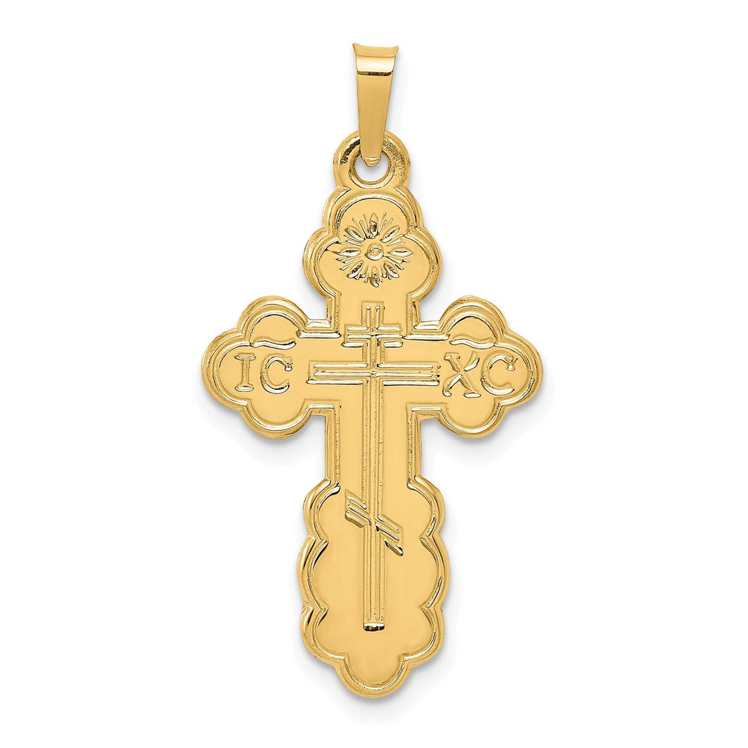 Lovely Rita's 14k Yellow Gold Elegant Design Eastern Orthodox Cross Pendant