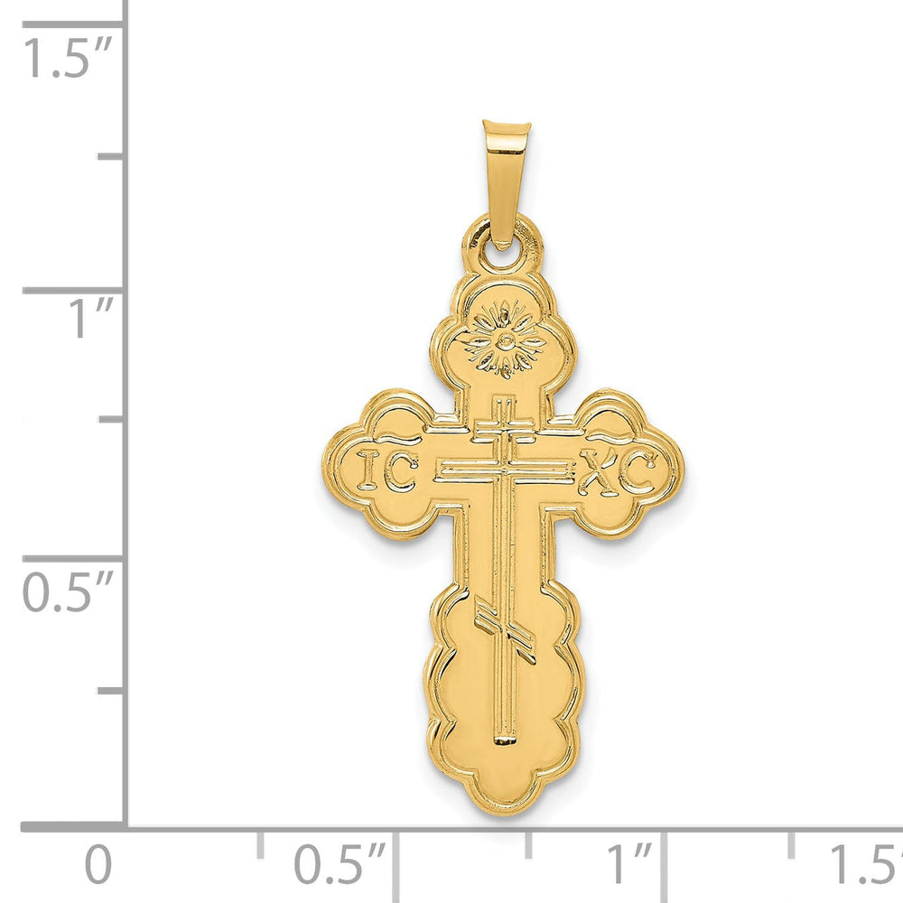 Lovely Rita's 14k Yellow Gold Elegant Design Eastern Orthodox Cross Pendant