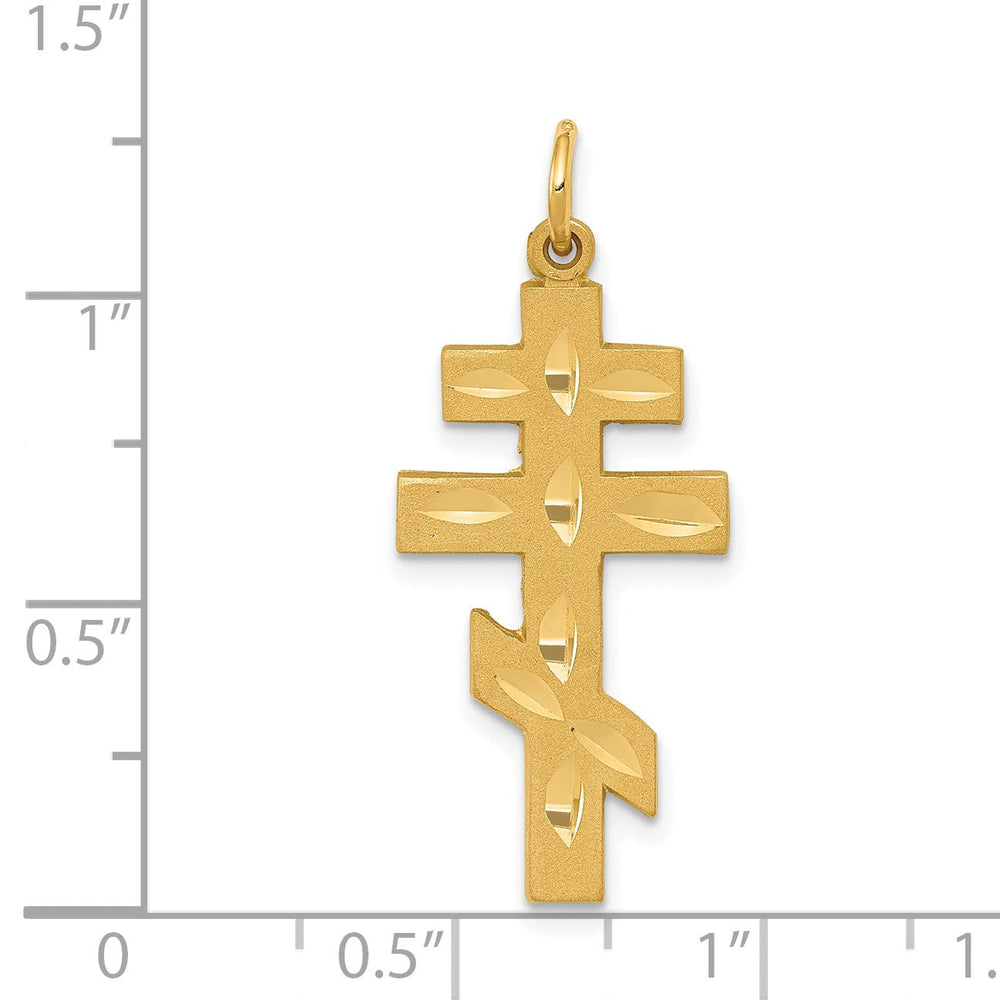 Lovely Rita's 14k Yellow Gold Satin D.C Finish Eastern Orthodox Cross Pendant