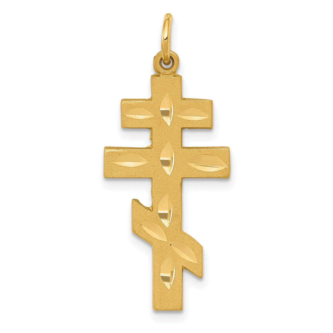 Lovely Rita's 14k Yellow Gold Satin D.C Finish Eastern Orthodox Cross Pendant