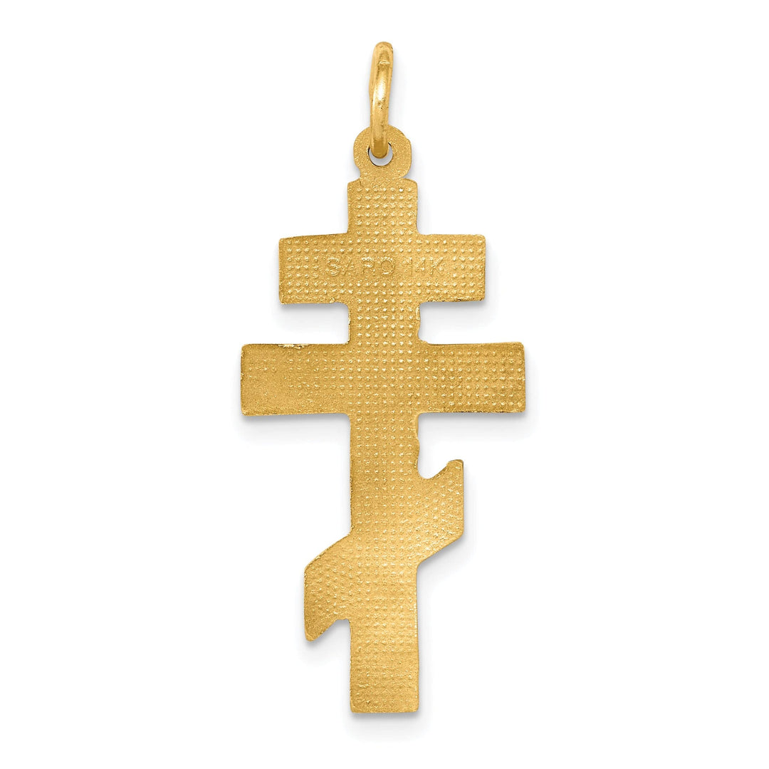 Lovely Rita's 14k Yellow Gold Satin D.C Finish Eastern Orthodox Cross Pendant