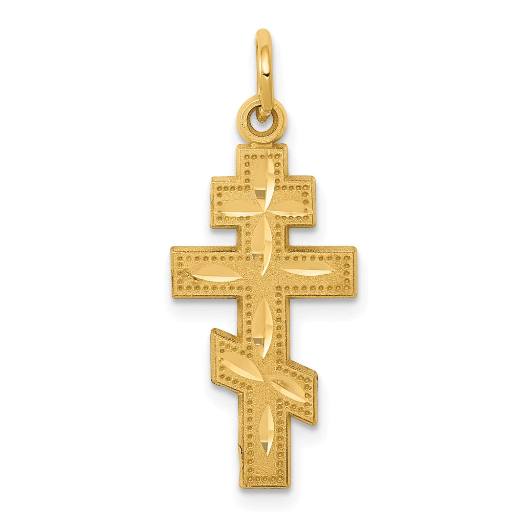 Lovely Rita's 14k Yellow Gold Satin D.C Finish Eastern Orthodox Cross Pendant