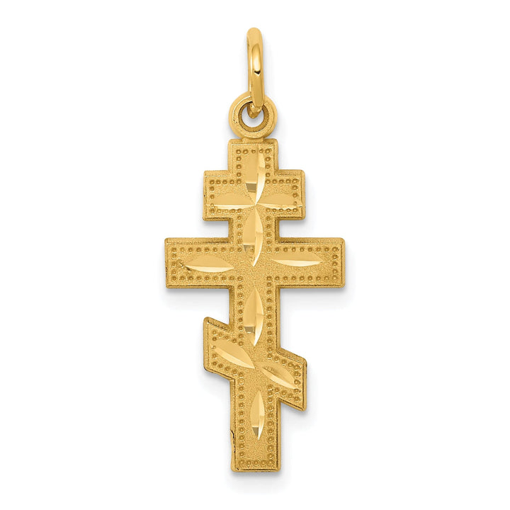 Lovely Rita's 14k Yellow Gold Satin D.C Finish Eastern Orthodox Cross Pendant