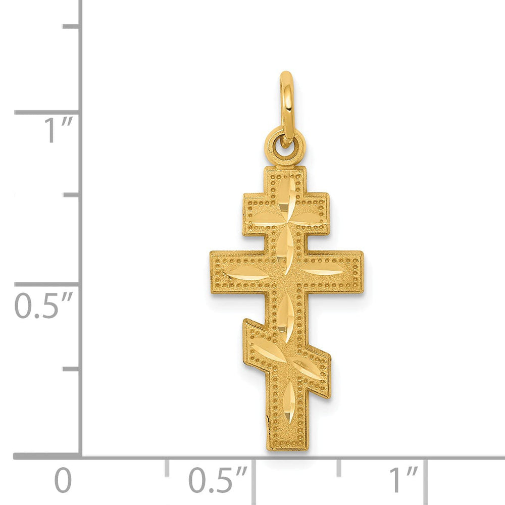 Lovely Rita's 14k Yellow Gold Satin D.C Finish Eastern Orthodox Cross Pendant
