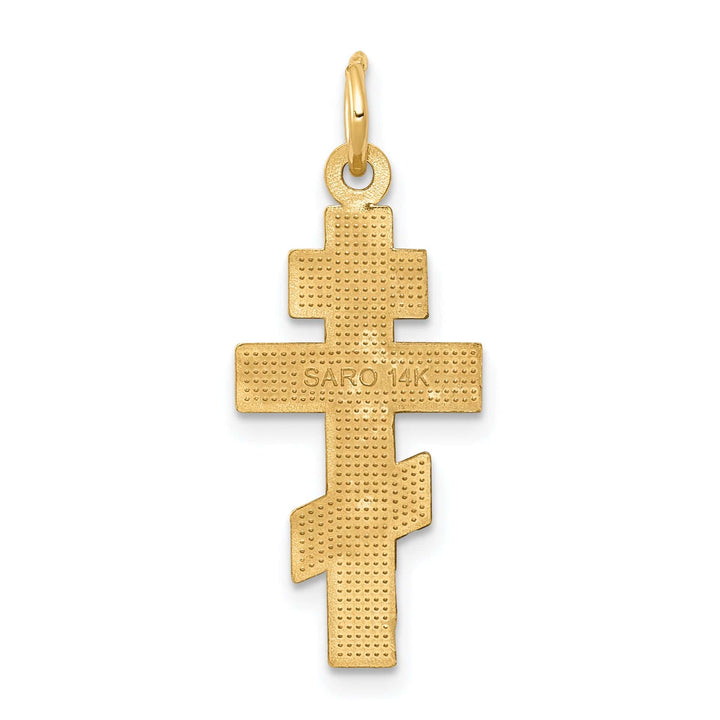 Lovely Rita's 14k Yellow Gold Satin D.C Finish Eastern Orthodox Cross Pendant