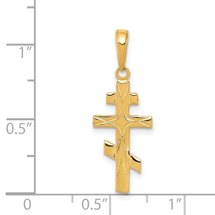 14k Yellow Gold Polished Finish Eastern Orthodox Cross Pendant