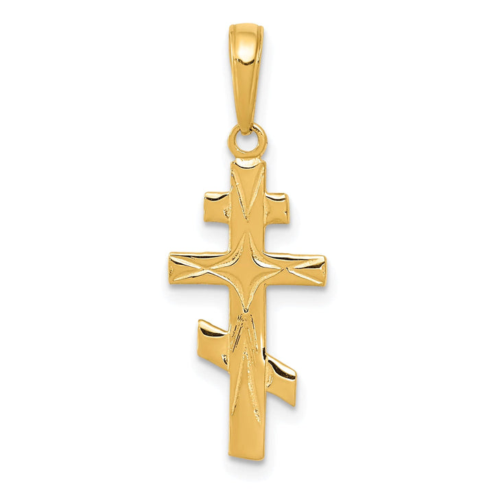 14k Yellow Gold Polished Finish Eastern Orthodox Cross Pendant