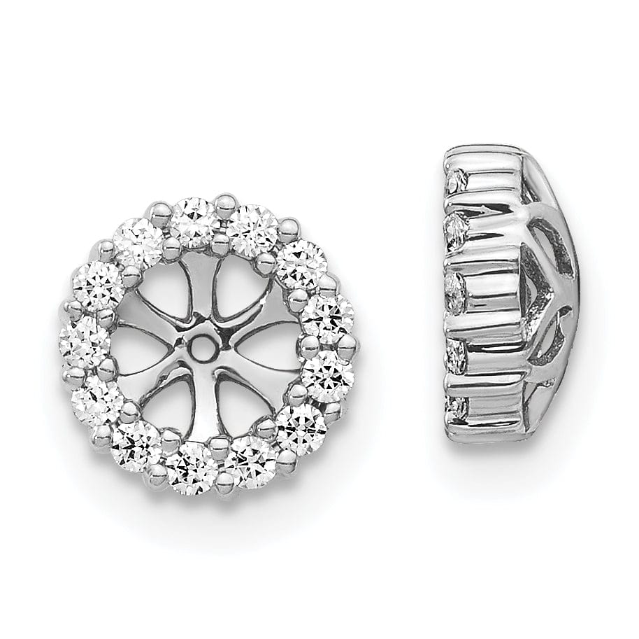 14k White Gold 1/4 CT Diamond Circle Earring Jackets