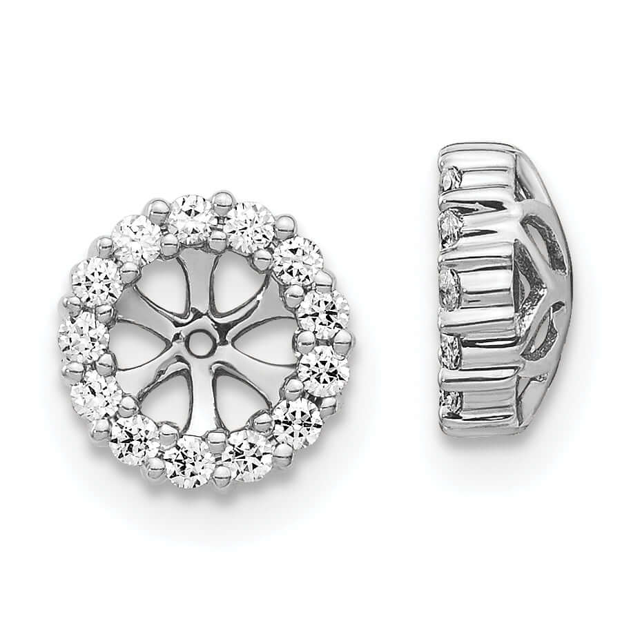 14k White Gold 1/4 CT Diamond Circle Earring Jackets
