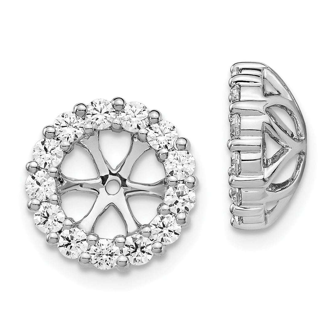 14k White Gold 1 CT SI2 Cluster Diamond Circle Earring Jackets