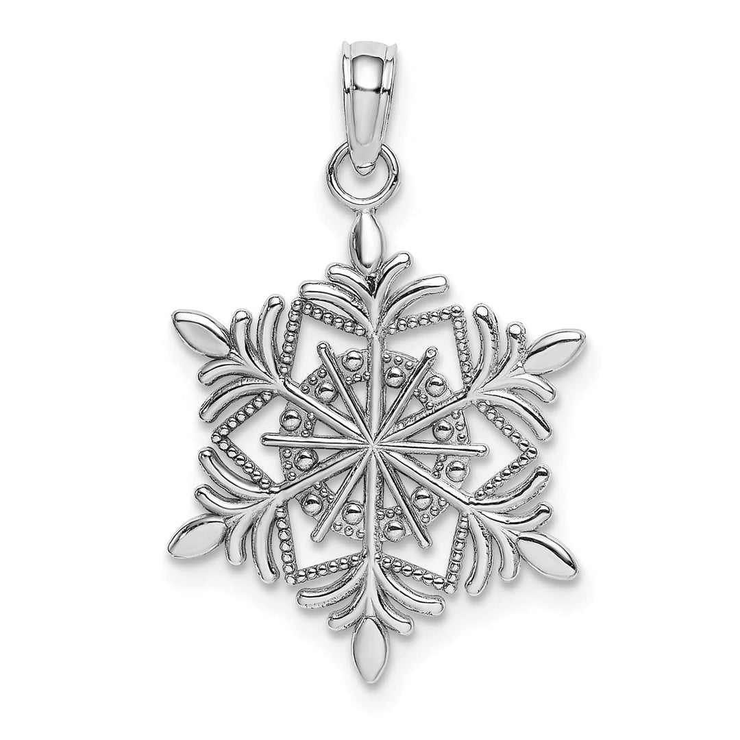 14k White Gold Fancy Design Snowflake Pendant