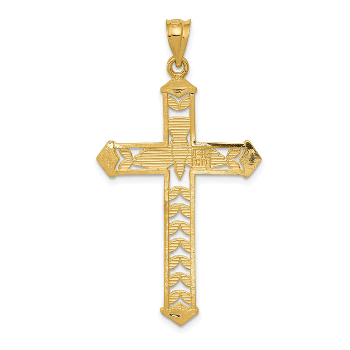 14K Two Tone Gold Handcrafted Dove Cross Design Pendant