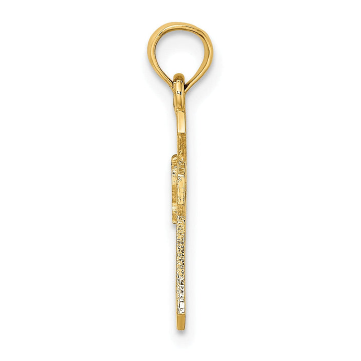 14K Yellow Gold Fancy Cut-Out Design Cross Dove Pendant