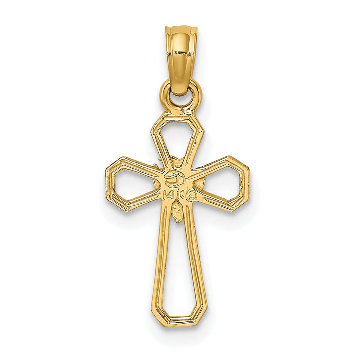 14K Yellow Gold Fancy Cut-Out Design Cross Dove Pendant