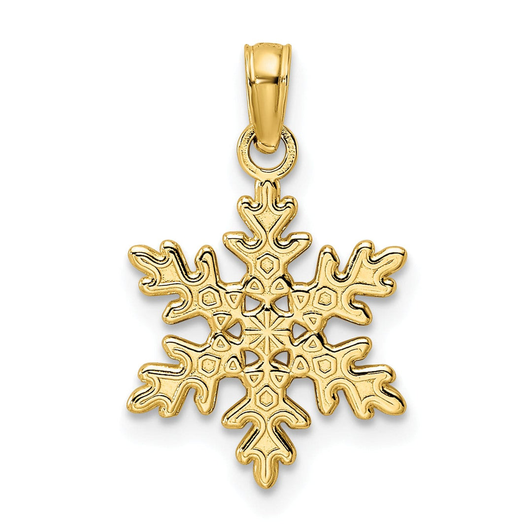 14K Yellow Gold Polished Finished Snowflake Pendant