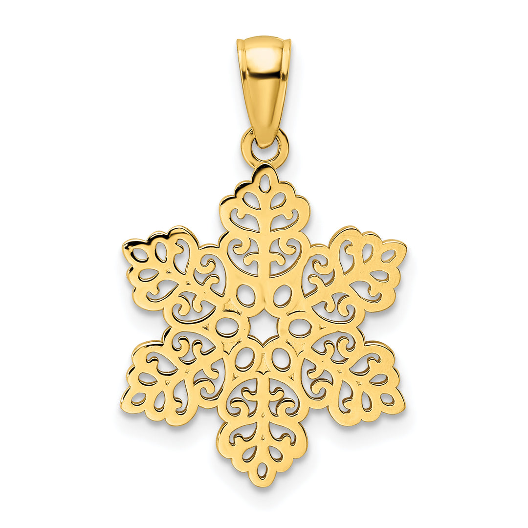 14K Yellow Gold Polished Finish Snowflake Pendant