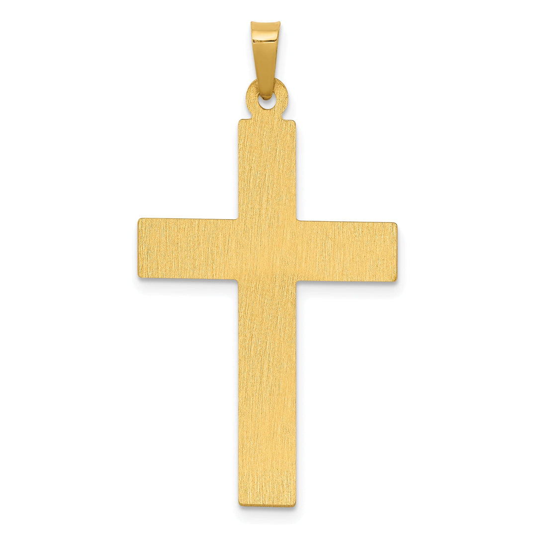 14K Yellow, White Gold Cross with Dove Design Pendant