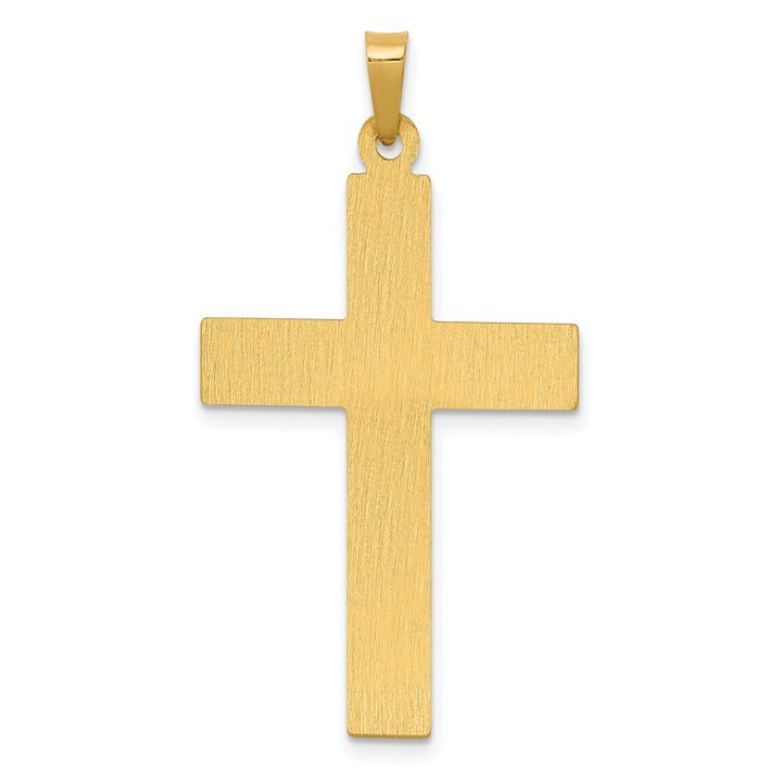 14K Yellow, White Gold Cross with Dove Design Pendant