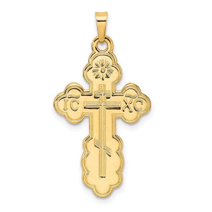 14k Yellow Gold Detailed Design Eastern Orthodox Cross Pendant