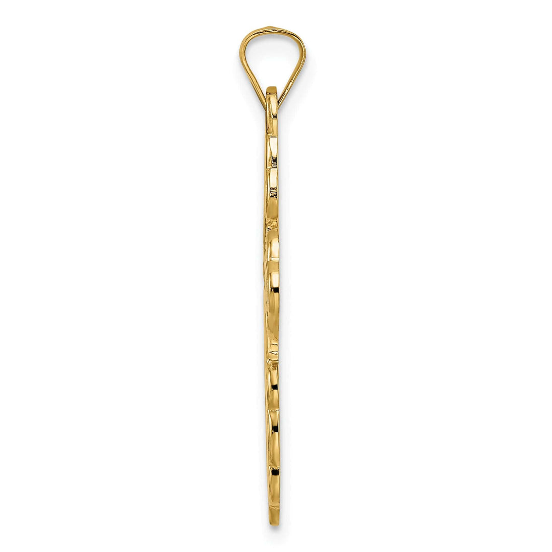 14k Yellow Gold Eastern Orthodox Blue Enamel Cross Pendant