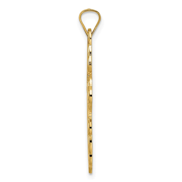 14k Yellow Gold Eastern Orthodox Blue Enamel Cross Pendant