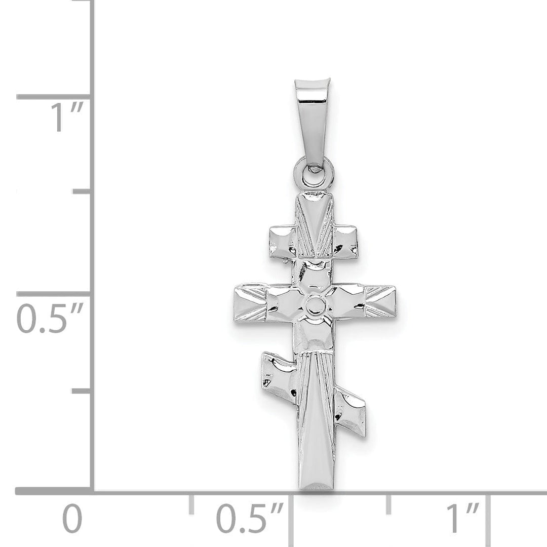 14k White Gold Classic Eastern Orthodox Cross Pendant