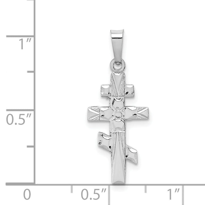 14k White Gold Classic Eastern Orthodox Cross Pendant