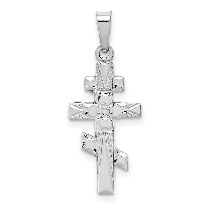 14k White Gold Classic Eastern Orthodox Cross Pendant