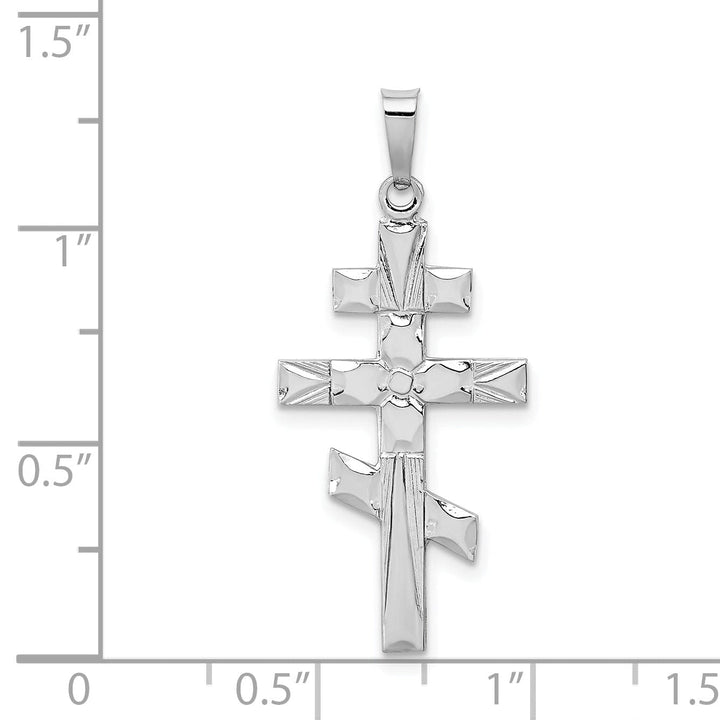 14k White Gold Classic Eastern Orthodox Design Cross Pendant