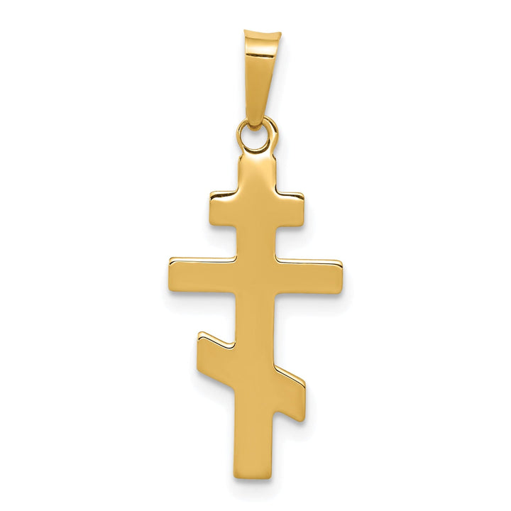14k Yellow Gold Polished Finish Eastern Orthodox Cross Pendant