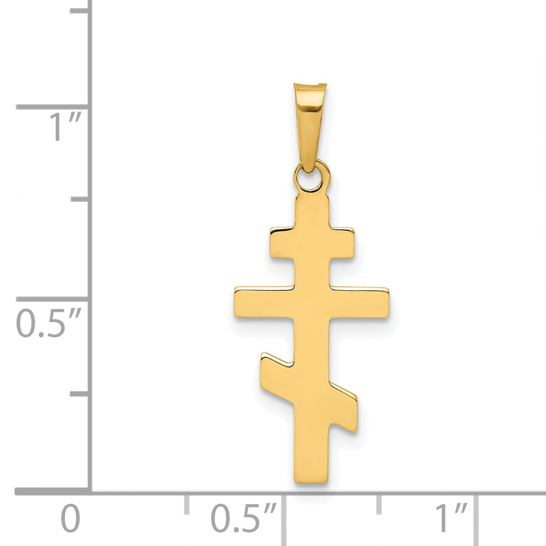 14k Yellow Gold Polished Finish Eastern Orthodox Cross Pendant