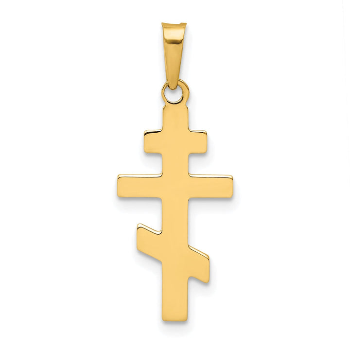 14k Yellow Gold Polished Finish Eastern Orthodox Cross Pendant