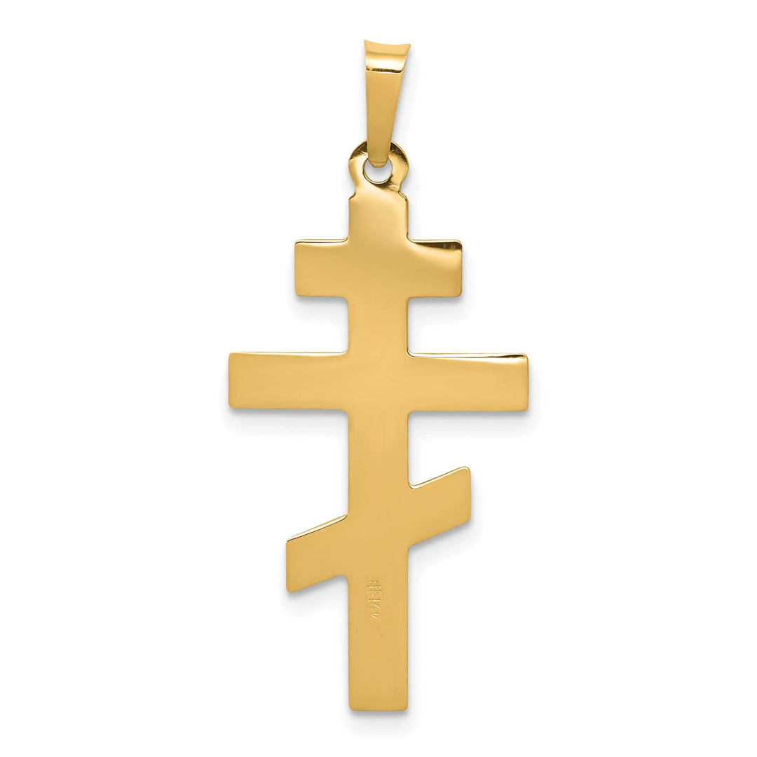 14k Yellow Gold Plan Design Eastern Orthodox Cross Pendant
