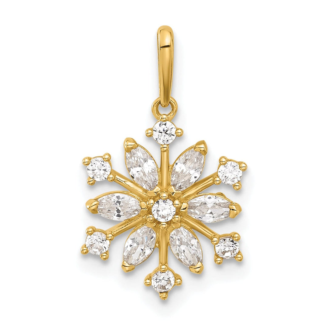 14k Yellow Gold Polished C.Z Snowflake Pendant