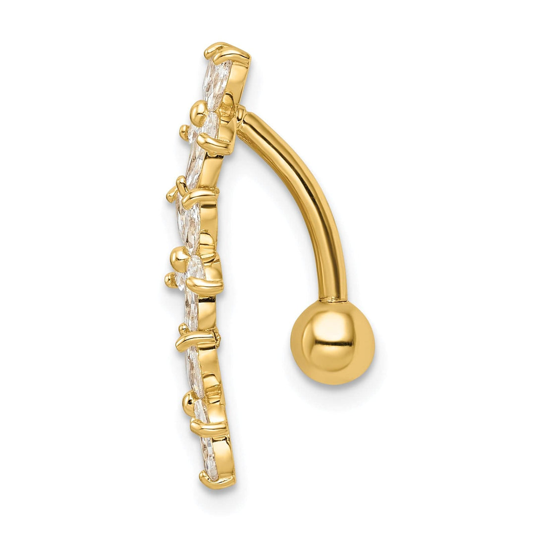 Lovely Rita's Body Jewelry 14k Gauge CZ 3 Flowers Dangle Belly Ring