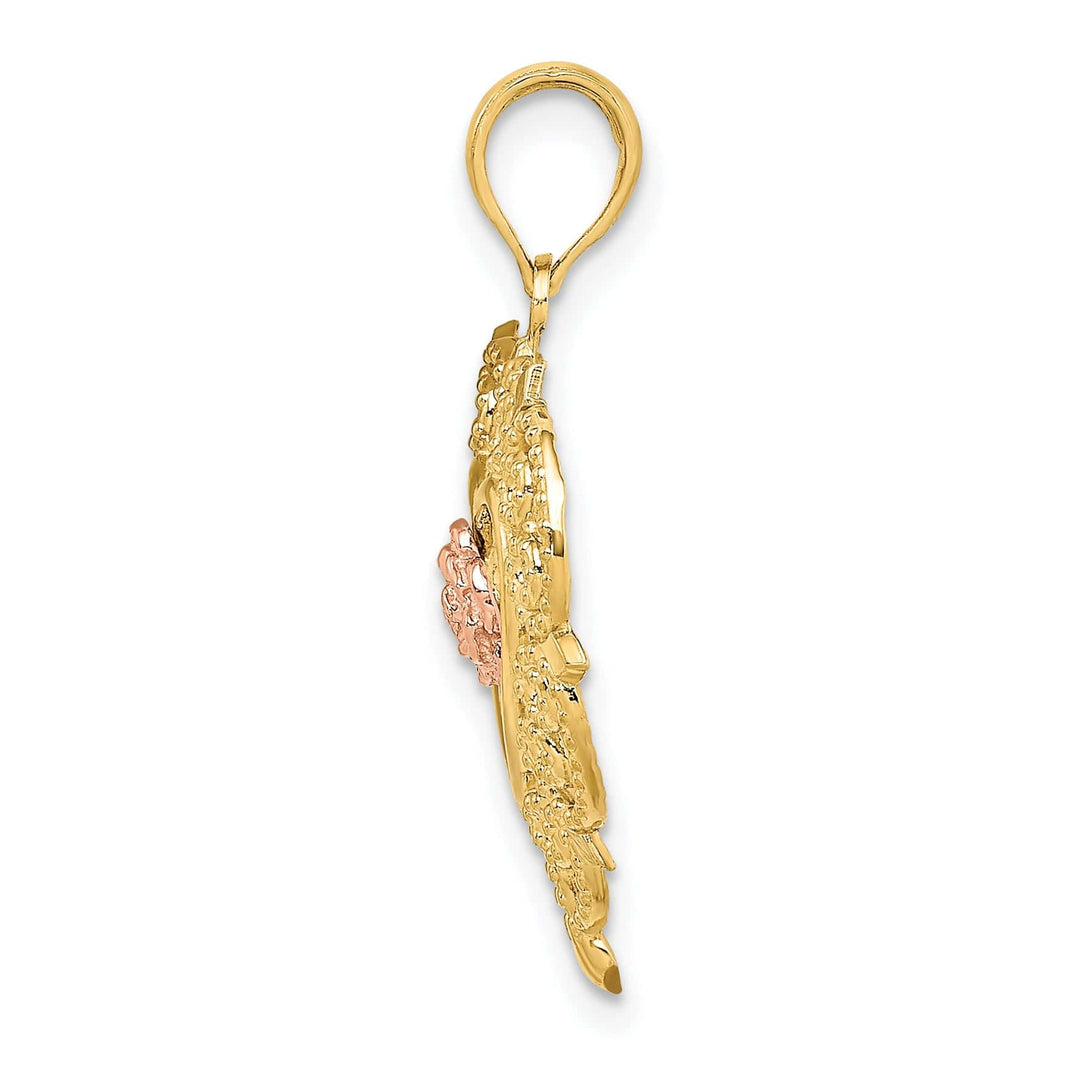 Lovely Rita's Charms & Pendants 14k Rose and Yellow Gold Flower and Heart Pendant