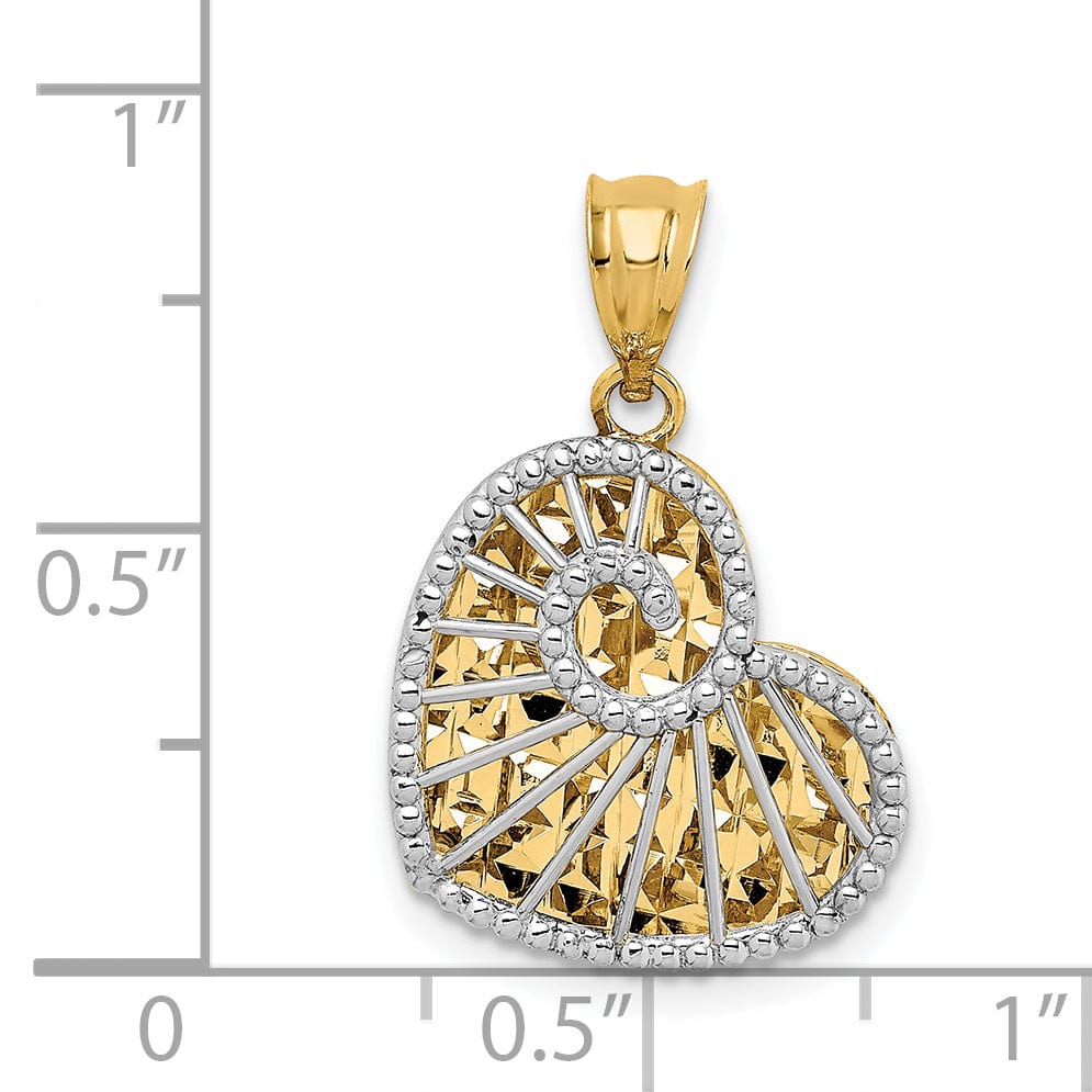 Lovely Rita's Charms & Pendants 14K Two Tone Gold Polished D.C Hollow Heart Pendant