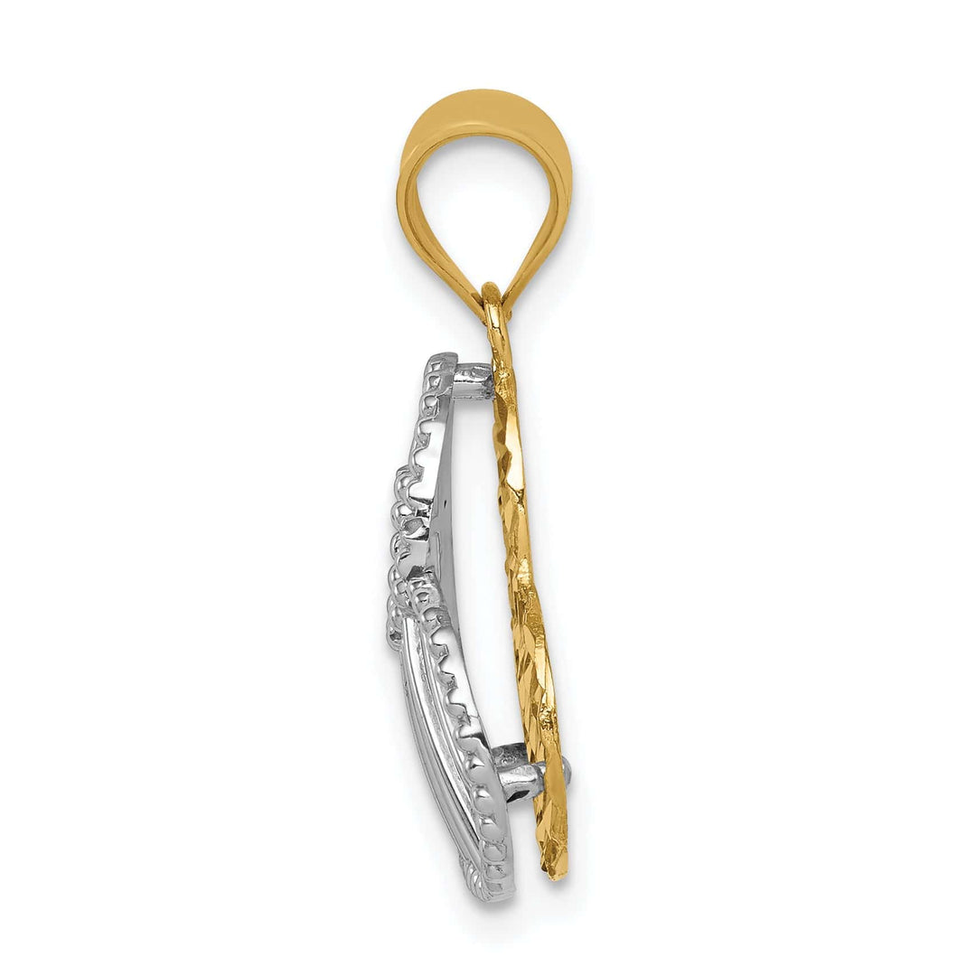 Lovely Rita's Charms & Pendants 14K Two Tone Gold Polished D.C Hollow Heart Pendant