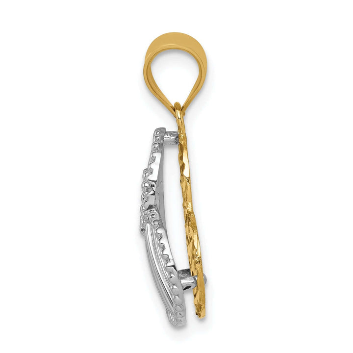 Lovely Rita's Charms & Pendants 14K Two Tone Gold Polished D.C Hollow Heart Pendant