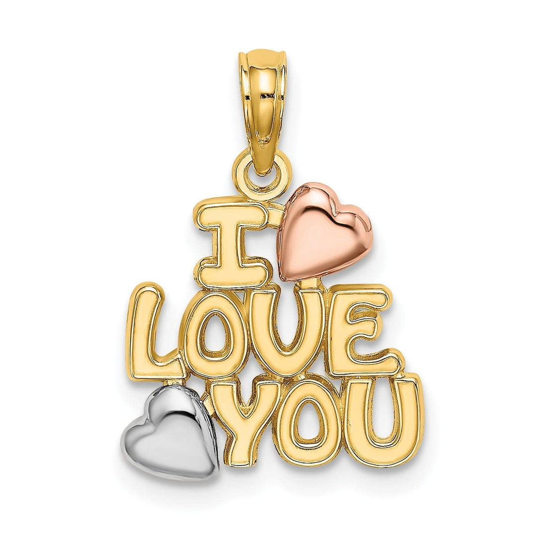 Lovely Rita's Charms & Pendants 14k Two Tone Gold White Rhodium I LOVE YOU Hearts Pendant
