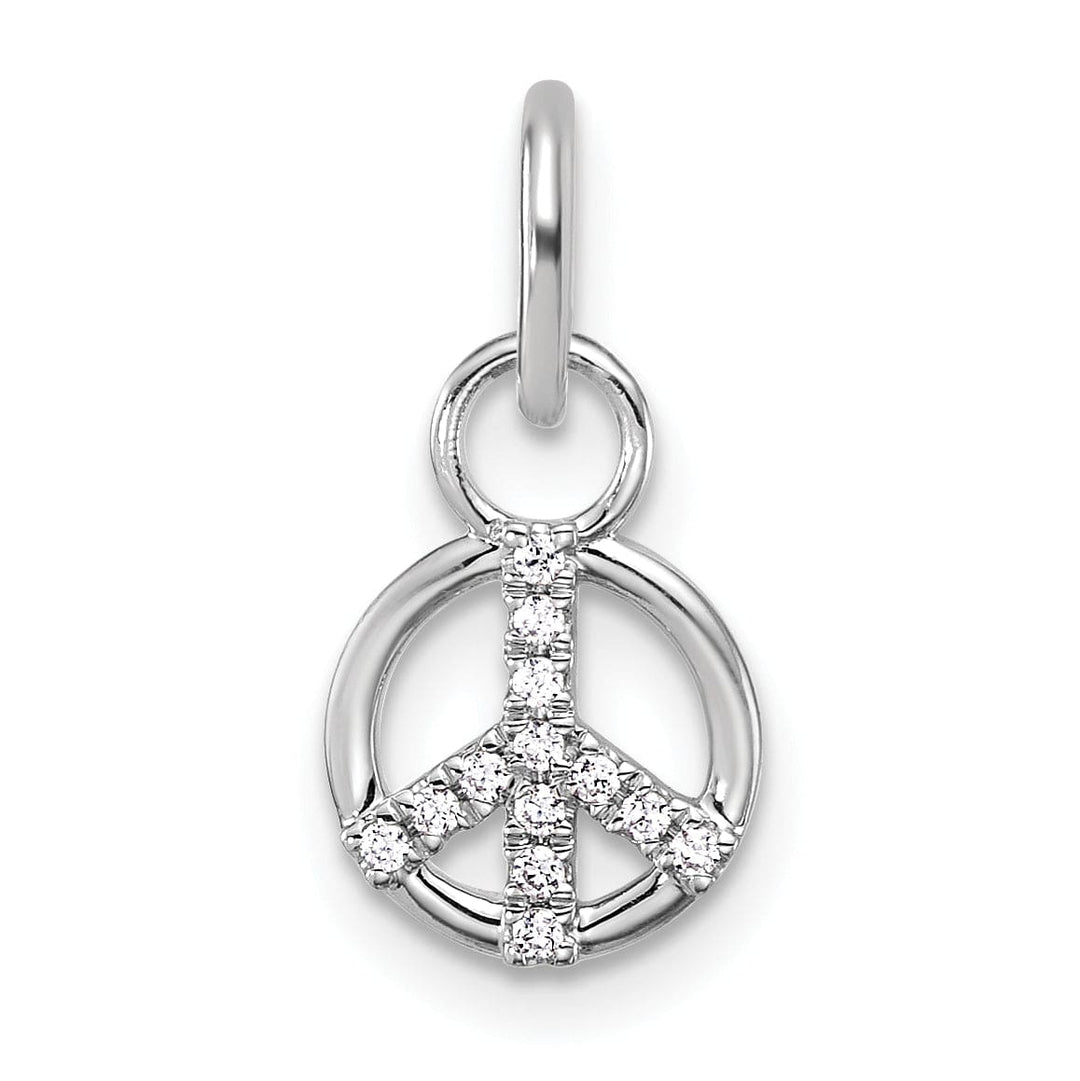 Lovely Rita's Charms & Pendants 14K White Gold Polished Diamond Peace Sign Charm