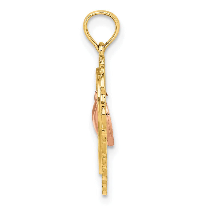 Lovely Rita's Charms & Pendants 14k Yellow and Rose Gold Polished Dangling Heart In Heart Pendant