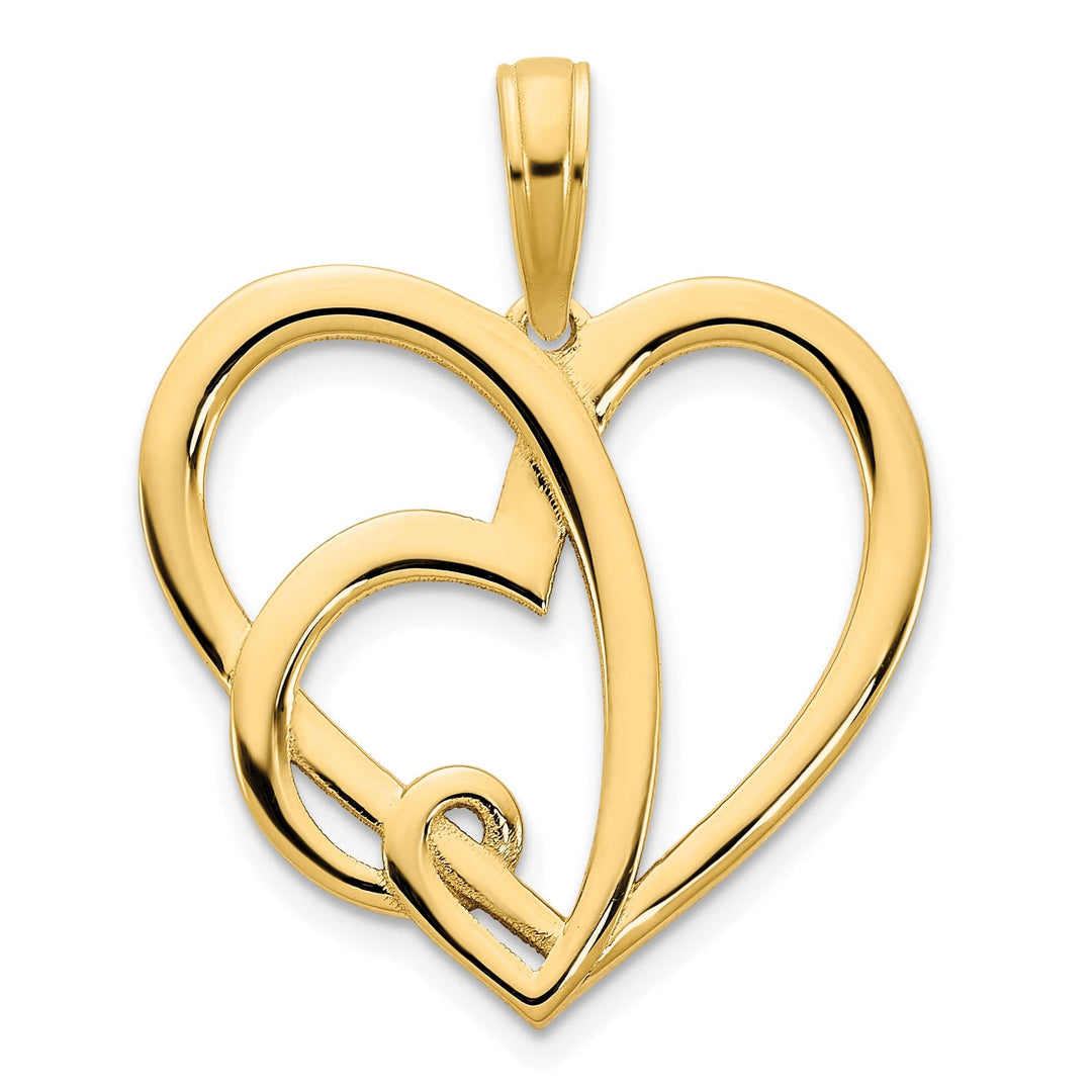 Lovely Rita's Charms & Pendants 14k Yellow Gold Heart in a Heart Design Pendant