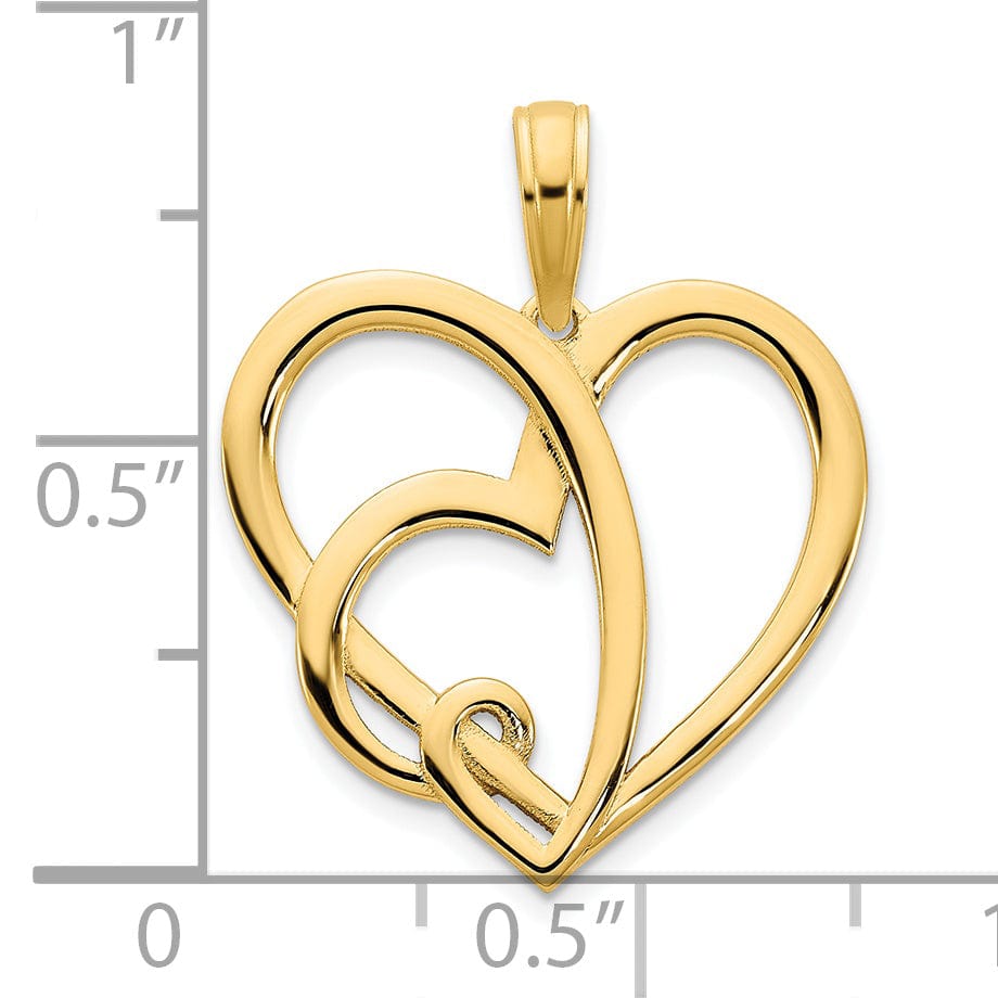 Lovely Rita's Charms & Pendants 14k Yellow Gold Heart in a Heart Design Pendant