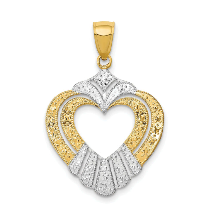 Lovely Rita's Charms & Pendants 14k Yellow Gold Rhodium Cut-Out Heart Pendant